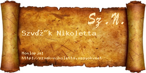 Szvák Nikoletta névjegykártya
